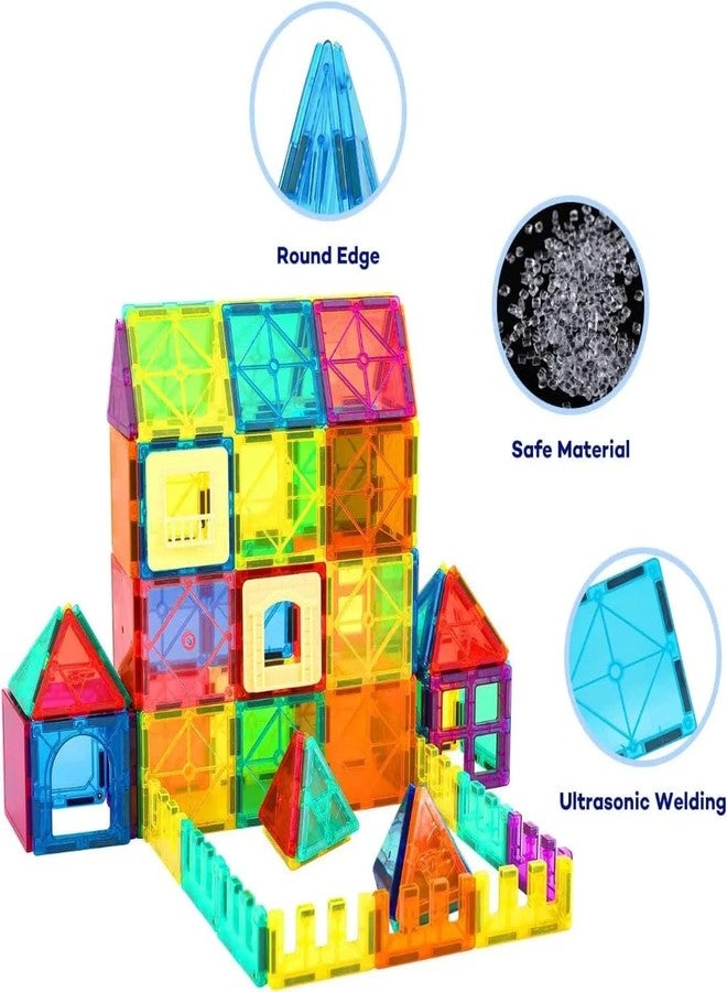 DIMAZO 100PCS Large Magnet Building Set with 2 Cars,Magnetic Blocks, 3D STEM Stacking Toys, Magnets Toy for Kids Boys Girls, Great Birthday Gift (100PCS Magnetic Tiles) - Image 3